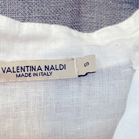 Linen blouse. White half-button up. Tier ruffled. New without tags. Small - Picture 3 of 6